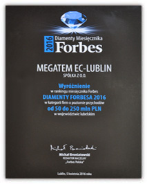 Diamenty Forbes 2016 dla Megatem EC-Lublin