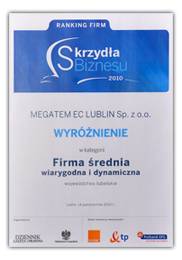 Skrzydła Biznesu 2010 dla Megatem EC-Lublin
